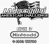 Lamborghini American Challenge title screen for GameBoy